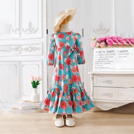 ML050 Jubah Kids Long Dress Girls Muslim Floral Print Jubah Budak Perempuan Kanak-Kanak 4Y-14Y [ REA