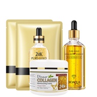 24K Gold Skin Care ชุดเซรั่ม Tense Moisture Face Essence Hyaluronic Acid Serum Anti-Wrinkle Gold Nicotinamide Face ครีม Set 1