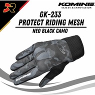 Komine GK-233 Protect Riding Mesh Gloves Neo Black Camo Komine Motor Protector Gloves