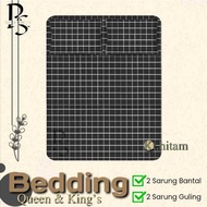 AESTHETIC BLACK CHECKED BED SHEET SINGLE QUEEN & KING'S SIZE 80x200/90x200/100x200/120x200/160x200/1