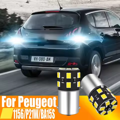 2x P21W LED Reverse Light Back Up Lamp 1156 BA15S Bulb 12V For Peugeot 307 206 207 208 308 CC SW 500
