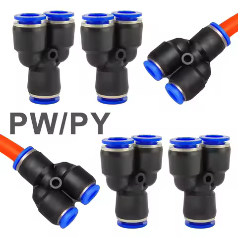 10Pcs PY/PW Pneumatic Fitting 4mm 6mm 8mm 10mm 12mm Air Pipe Quick Push Connector 3 Way Hose Fitting