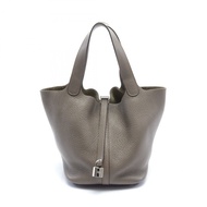 HERMES Picotin Lock MM 手提包 Taurillon Clemence SHW Etain Brown 二手女式