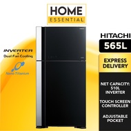 Hitachi 565L Refrigerator Big2 Glass Series 2 Door R-VG660P7M-1 GBK
