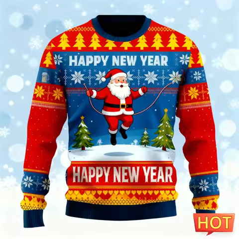 Fashion Santa Claus Graphic Ugly Christmas Sweater Trendy Holiday Wear 3D Printed Xmas Sweatshirts L