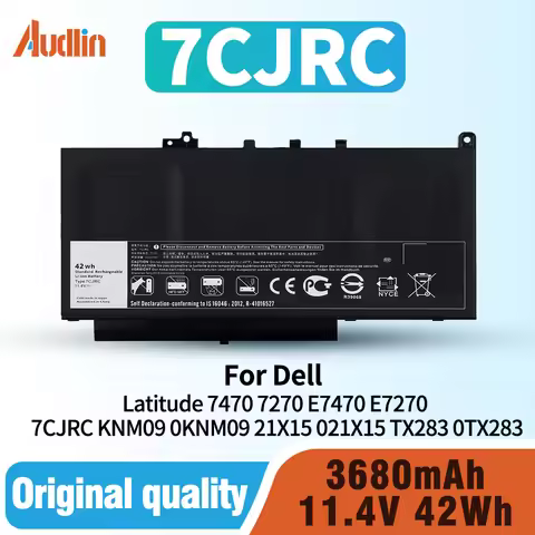 42Wh 3-cell 7CJRC Laptop Battery for Dell Latitude 7470 7270 E7470 E7270 Battery 7CJRC KNM09 0KNM09 