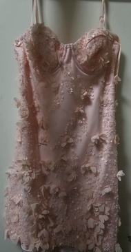 Oh Polly Pink Floral Embellished Corset Dress