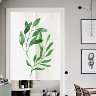 Nordic Natural Plant Leaves Japanese Door Curtain Linen Fabric Home Kitchen Home Entrance Decor Noren Hanging Curtains Polyester