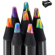 Finenolo Children's Socks Filler, 8 Pieces of Art Supplies, Colored Pencils, Giant Rainbow Pencils w