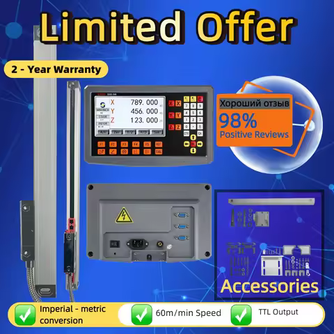 High Accuracy 3 Axis LCD DRO Set Digital Readout and 3 Pieces 0-1000mm 5um 1um Linear Scale Encoder 