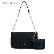 Carlo Rino Black CR Embossed Shoulder Bag