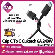 Cáp C To C Cuktech 1.5M 6A 240w Hỗ Trợ Mi Turbro - Bảo Hành 12 Tháng ( CTC615N CTC305N )