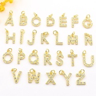 ((1 Pack of 5) 18K Gold Color Retention Exquisite Simple Micro-Inlaid Zircon English 26 Letter Penda