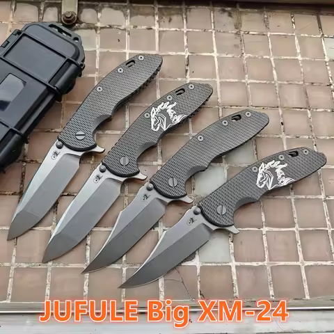 JUFULE 2026 Hinderer Big XM24 Cryo Vg10 Titanium Handle Ceramic Bearing Folding Utility Knife Pocket