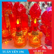 [1 Pair] High-Strength PVC Light-Effect Yellow Ingot Electric Candle, Altar Accessory 15Cm