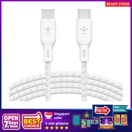 [sgstock] BELKIN BRAIDED USBC TO C 2.0 100W CABLE 3M WHT - [] []