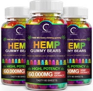 GPGP GreenPeople (3 Pack) Hemp Gummies 60,000mg Extra Strength, 100% Natural Hemp Oil Infused Bear G
