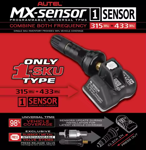 TPMS Car Tire Sensor Autel MX-Sensor Dual Frequency 315MHZ+433MHZ Tire Pressure Sensor New Packaging