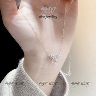 (WIN SILVER) BW210 SP High-quality silver Set of lovely hot bow-shaped necklaces and bracelets, mean