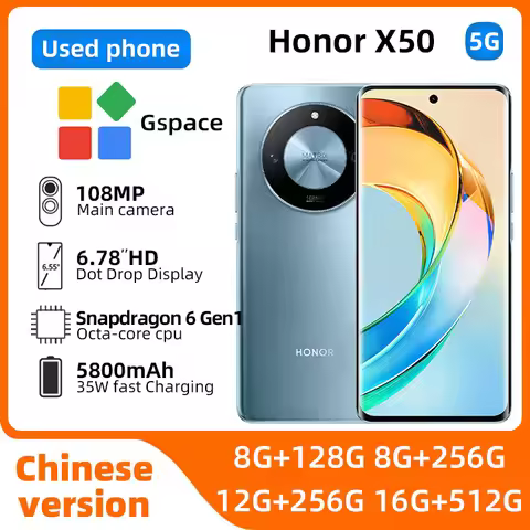HONOR X50 5G Mobile Phone CPU Snapdragon 6 Gen1 Android 6.78inch OLED Screen 5800mAh Battery 108 MP 
