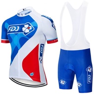 Cross-Border FDJ Cycling Jersey Short-Sleeved Suit Tour de France Team Road Bike Jersey Off-Road Veh