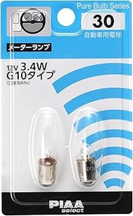 PIAA HR30 G10 (BA9s) Clear Meter Lamp Halogen Bulb, 2 Pack 12V 3.4W