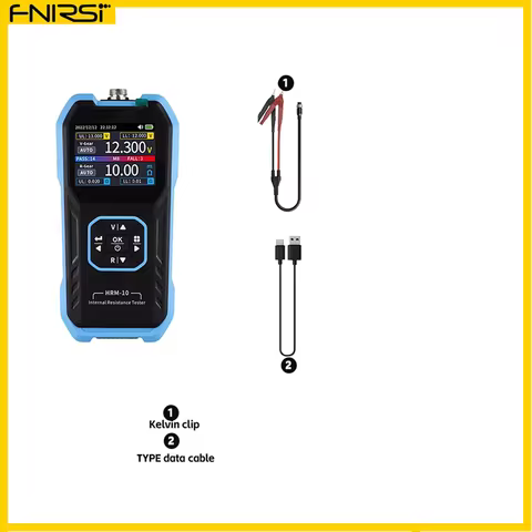 FNIRSI HRM-10 Handheld Battery Tester:0-100V/0mΩ-200Ω,4-Wire Measurement,±0.5%Accuracy, Auto Sorting