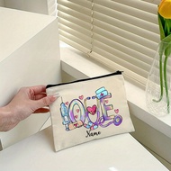 Love Nurse Pattern Custom Name Print Zipper Pouch Canvas Pouch Doctor Nurse Sundries Storage Bag Clu