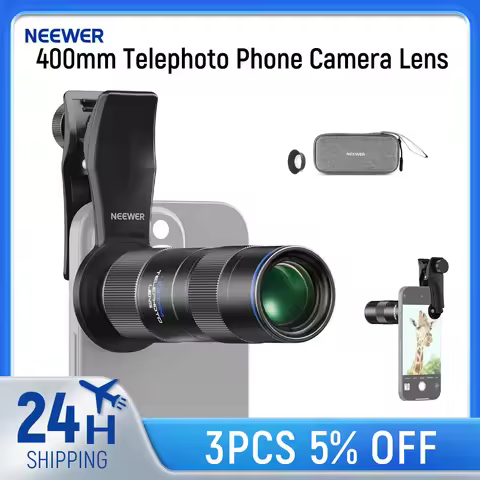NEEWER 400mm Telephoto Phone Camera Lens with 17mm Threaded Lens Clip,70cm Minimal Macro Focus Dista
