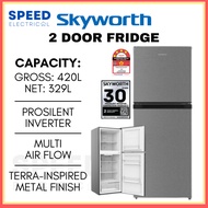 [SABAH ONLY] SKYWORTH INVERTER 2 DOOR FRIDGE 420L/329L SRD-420WTAPFa TERRA SERIES 4 STAR INVERTER PE