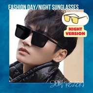JOM Korean Trendy Viral Men Square Sunglasses Spec Lelaki Night Driving Glasses Anti Glare Vision