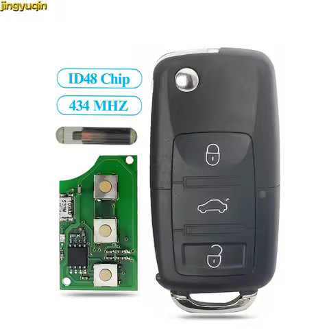 Jingyuqin 3 Button Flip Remote Car Key 1J0959753DA/AH/T 1K0959753G/N 315/434MHZ ID48 For VW PASSAT P