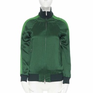 runway VALENTINO 2018 green crepe textured trim tracksuit zip jacket IT38 XS