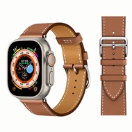 สายหนังแท้หรูหราสำหรับนาฬิกา Apple อัลตร้า/Ultra2 9 8 7 6 5 SE 2 4 3 2 1สำหรับสายนาฬิกา Apple Watch 49มม. 45มม. 41มม. 42มม. 44มม. 40มม. เครื่องประดับรัดข้อมือ