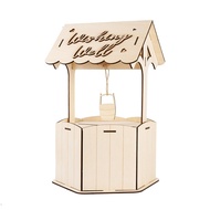 SFHDF Natural Wishes Wedding Card Box Rustic Wood Craft Receiving Box Durable Handmade Wooden Gift C
