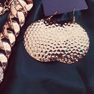 Medieval Exaggerated Necklace Round European American Embossed Exaggerated Metal Gold Earrings Ear C