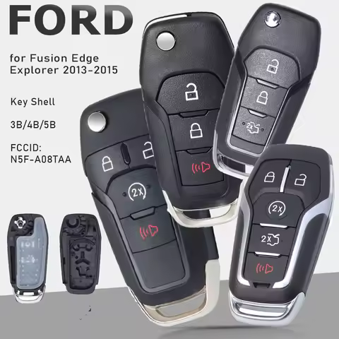 KEYECU FCC ID: N5F-A08TAA Flip Remote Car Key Shell Case for Ford Fusion Edge Explorer 2013-2015 (Sh