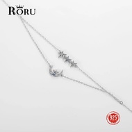 สร้อยข้อมือ Rzkrnmshzw9 De Oral Ille En Argent Sterling 925สำหรับ Femme, Joaillerie ดี,Motif Lune Et Étoile, Pieds Nus,À La Mode