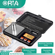 ORIA Upgraded Digital Pocket Scale 0.01g Precision Mini Scale with Backlit LCD, PCS, Tare Function, 0.03g - 200g Digital Scale with 50g Calibration Weights for Chiristmas Gift (Tweezers Included)