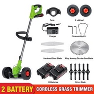 Electric Grass Trimmer Cordless Lawn Mower Double Wheel Length Adjustable Pruning Cutter mesin rumput elektrik