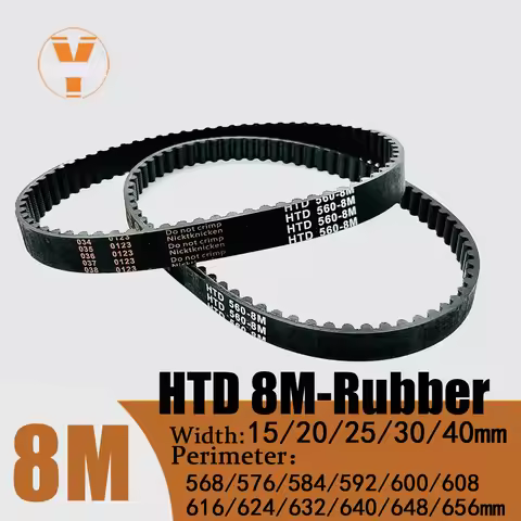 HTD 8M Timing Belt Length 568/576/584/592/600/608/616/624/632/640/648/656mm Width15/20/25/30/40mm HT
