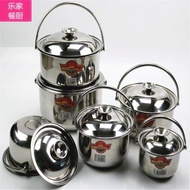 [Stainless Steel Seasoning Pot] Stainless Steel Lightweight Pot Thick Portable Soybean Milk Pot Cooking Pot Multi-Purpose Soup Pot with Lid Induction Cooker Pelican Handle Pot