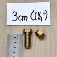 Length 3cm Bolt + YELLOW NUT (COMPLETE according to PHOTO) key 8 / 10 / 12 / 14 / 17 / 3 cm long) le