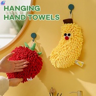 Chenille Fuzzy Ball Hand Towel Strawberry/Banana Fluffy Decorative Ball Towel for Kitchen Bathroom U
