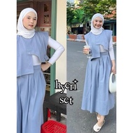 Hyeri 2-in-1 Linen Set, Modern Women's Outfit Set, Korean Style Outfit Set, One Set for Hijab Women 