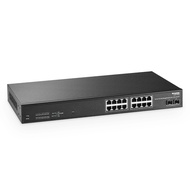 16ポート 2.5G マネージドイーサネットスイッチ 2x10G SFP、16x2.5G Base-Tポート、LACP/VLAN/QOS/IGMPをサポート、メタルウェブマネージドファンレスラックマウ