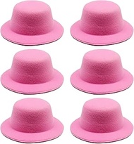 6 Pcs Pink Miniature Formal Hats - 5.31" Felt Party Hats for DIY Crafts, Hair Accessories, and Holid