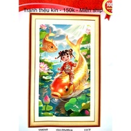 Vs8340 (50x80)cm landscape cross-stitch painting of little girl riding a carp