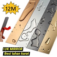 12 Meter List Plat Strip Mirror / List Dinding / Strip Mirror Gold Stainless Steel / 3D Berperekat C