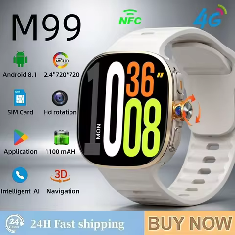 M99 5G Smartwatch: 2.4" AMOLED Screen, Rotating Camera, SIM & WiFi Support for Standalone Calls and 